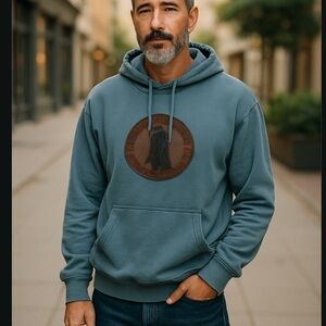 PRCA Pro Rodeo Gray & Blue Hoodie | Size Large